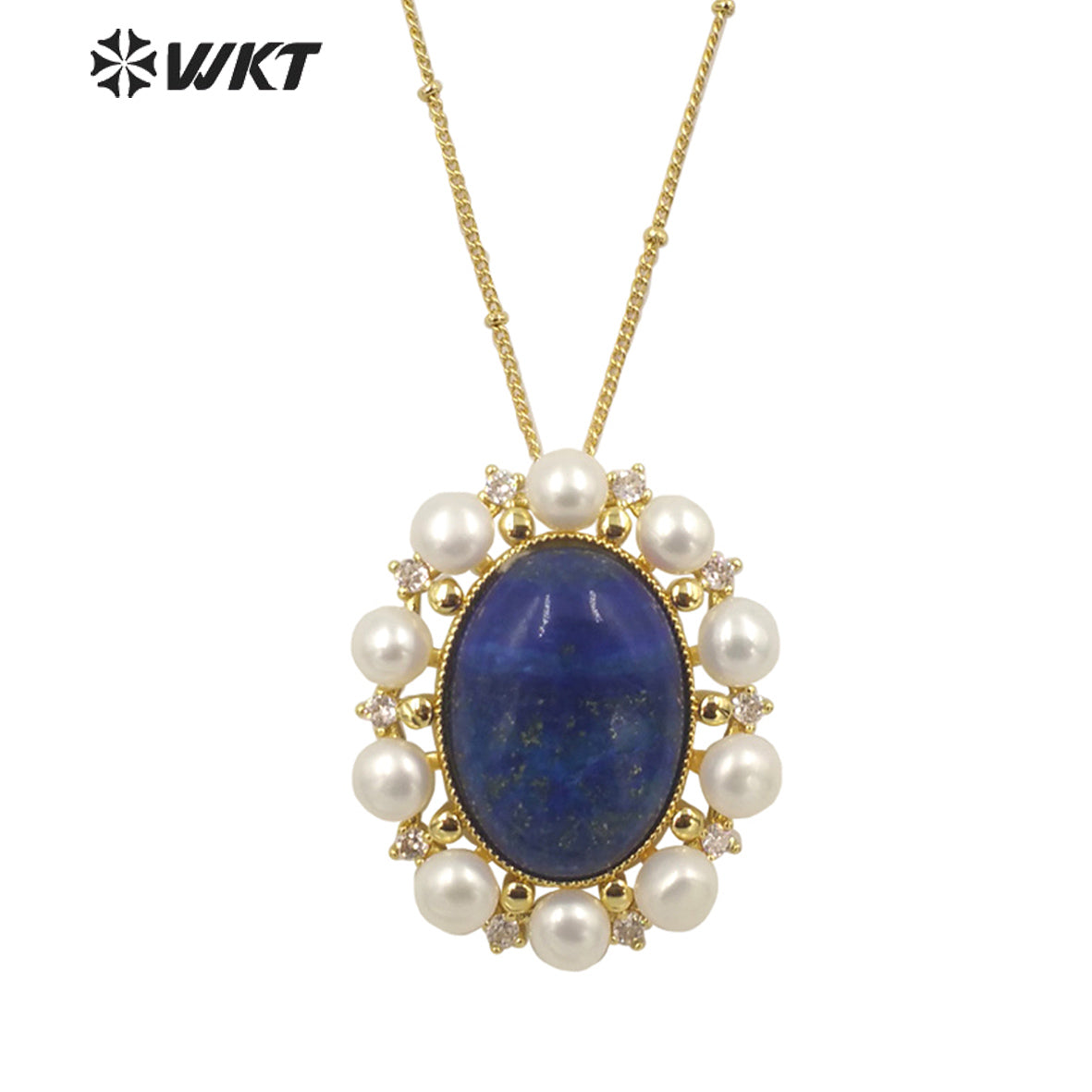 WT-MN979 New Light Luxury Design Natural Gemstone Pendant Pearl Zircon Exquisite Charming Pendant Natural Gemstone Necklace