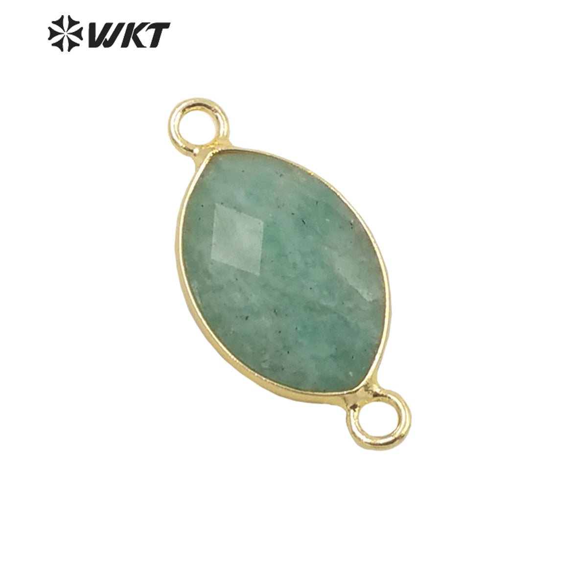 WT-C301 High Quality Gemstone Connectors for Jewelry Bracelet Necklace Double Loops Round Stone Pendant Fashion Beauty for Lady