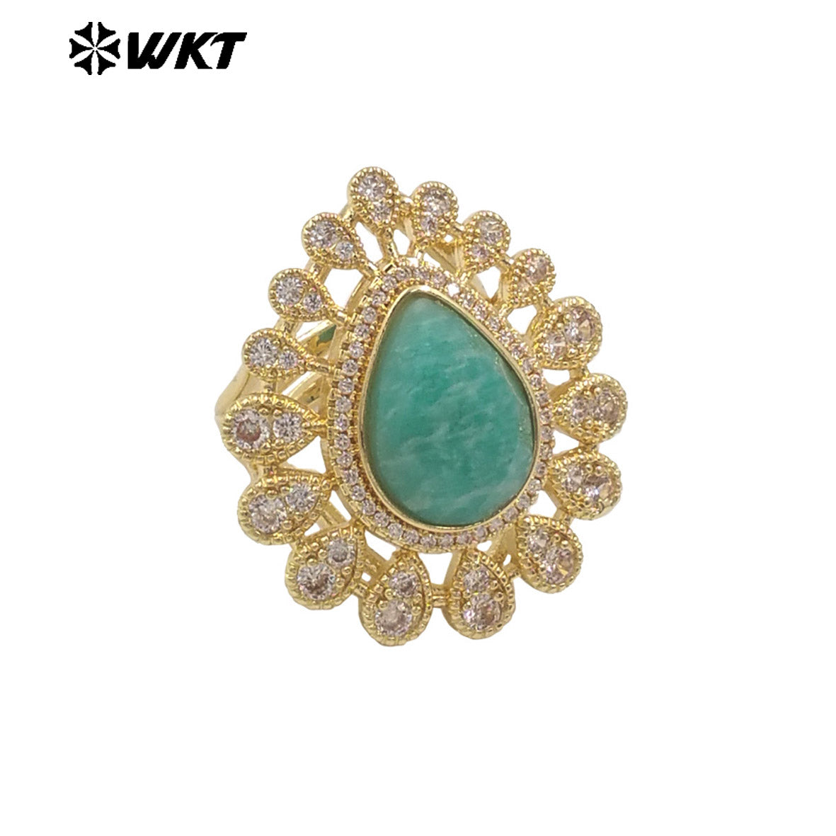 WT-MR029 Wholesale Amazing New European Delicate Micro Pave Cubic Zircon Setting Drop Stone Gold Plated Women Ring