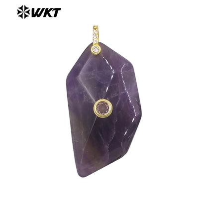 WT-P2145 Factory Wholesale Natural Gemstones Setting In Zircon Geometric Shape Gold Pendants For Women Earrings Handmade
