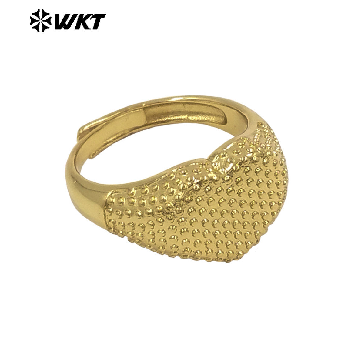 WT-R592 Newest Vintage Simple Style 18K Gold Plated Yellow Brass Heart Shape Metal Women Rings For Daily Matching Jewelry