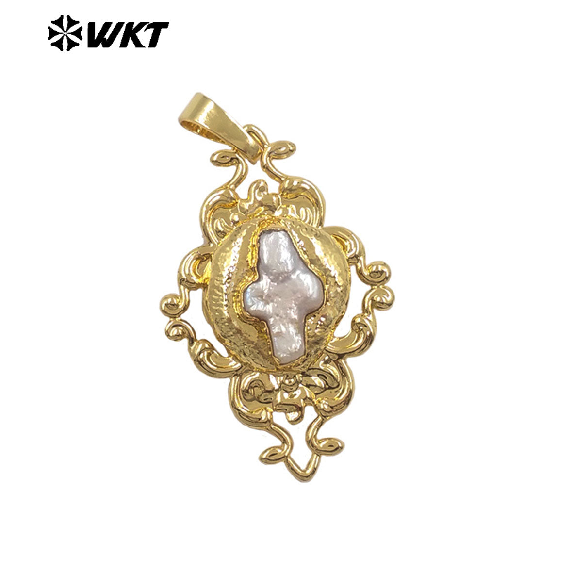 WT-JP448 Luxury Exquisite 18K Gold Plated Resist Tarnishable Natural Freshwater Pearl Vine Plant Pendant For Girl Necklace DIY