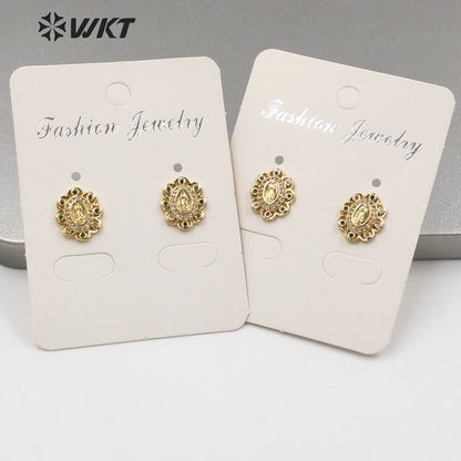 WT-ME096 Wholesale Newest Romantic Fashion Light Luxury Natural Cubic Zircon Micro Paved Earrings Studs