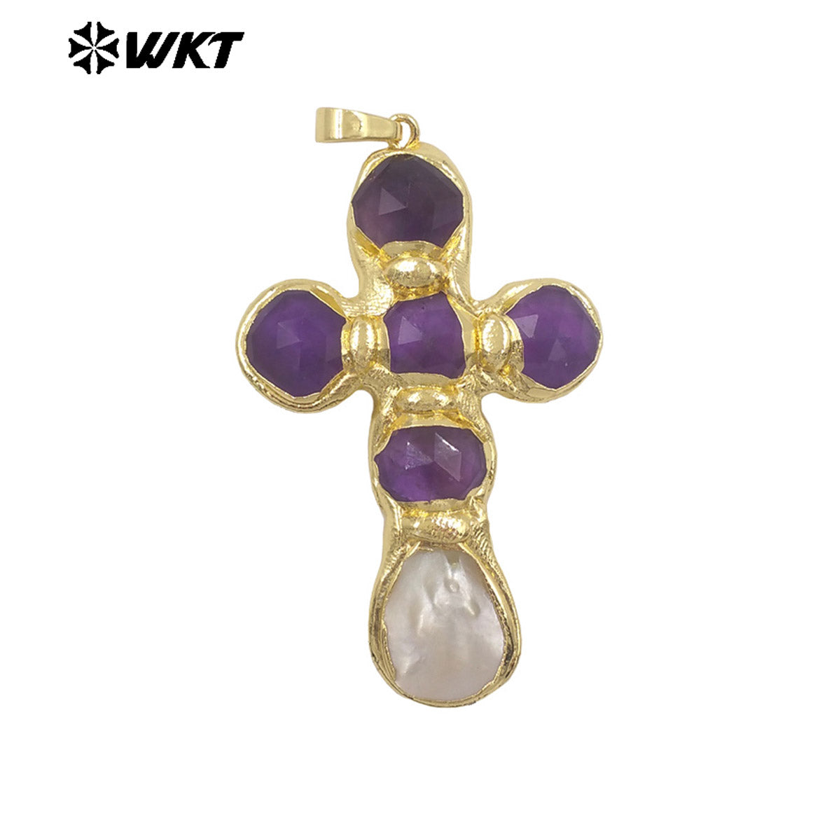 WT-JP449 Newest Labradorite Natural Stones And White Shell Spliced 18K Gold Plated Cross Pendants As Unique Jewelry Gift