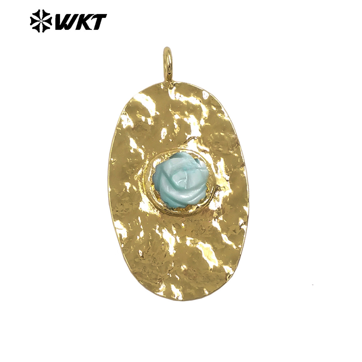 WT-JP519 Exquisite Vintage Style 18K Gold Plated Carved Shell Flower Charms Pendants For Lady Handmade Jewelry DIY Making