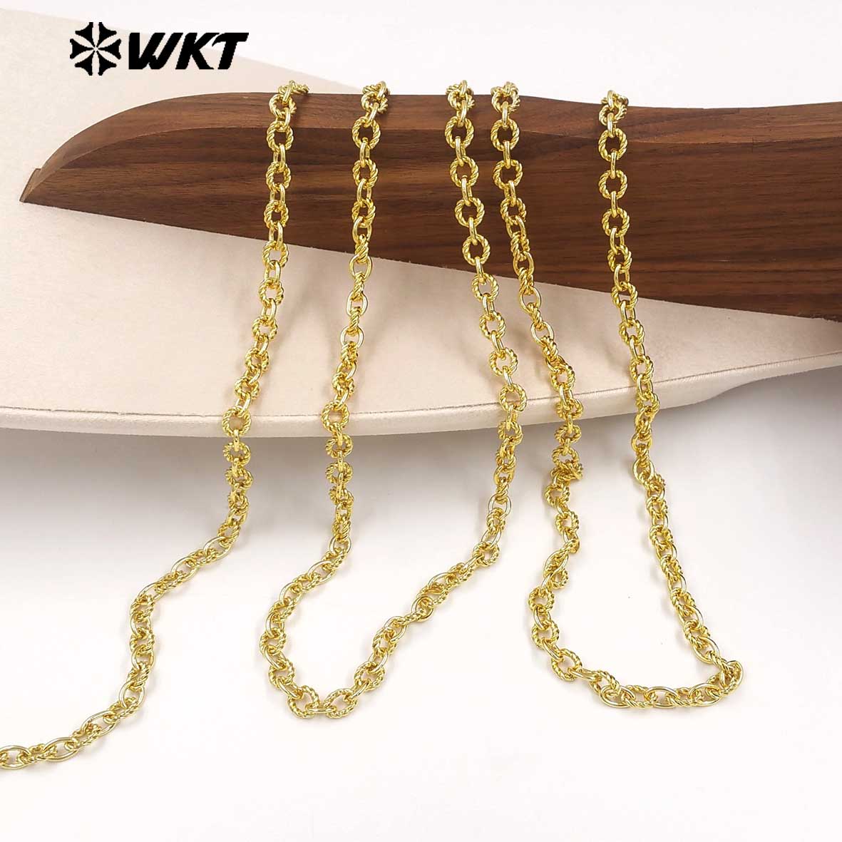 WT-BC277 Exquisite 18K Gold Electroplated On Yellow Brass Small Circles Metal Link Chain For Simple Style Bracelets Making
