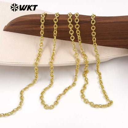 WT-BC277 Exquisite 18K Gold Electroplated On Yellow Brass Small Circles Metal Link Chain For Simple Style Bracelets Making