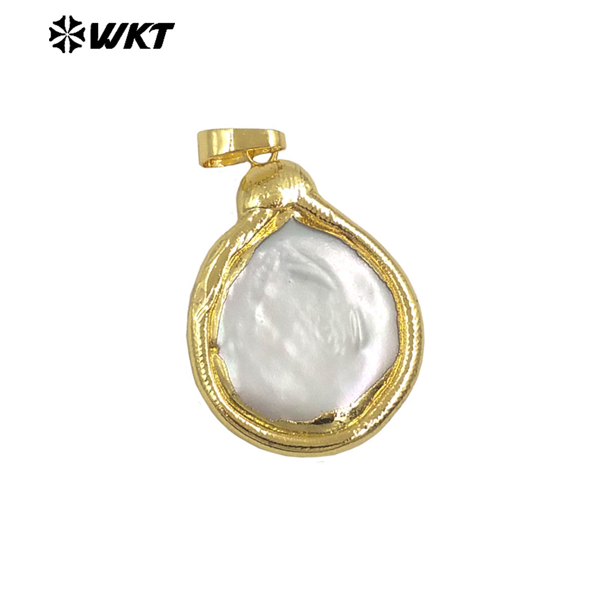 WT-JP402 New Arrivals Natural Freshwater Pearl Pendant With Gold Edged Simple Drop Shape Wholesale Jewelry for Handmade DIY