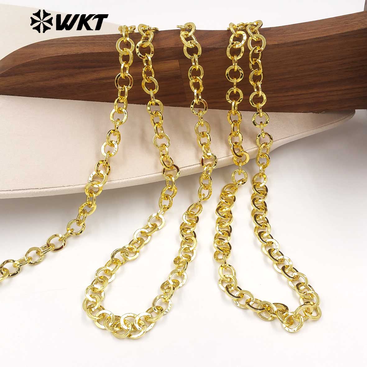 WT-BC269 High Quality Gold Electroplated Yellow Brass Round Thick Metal Chain For Women Fashion Handmade Jewelry Accessory