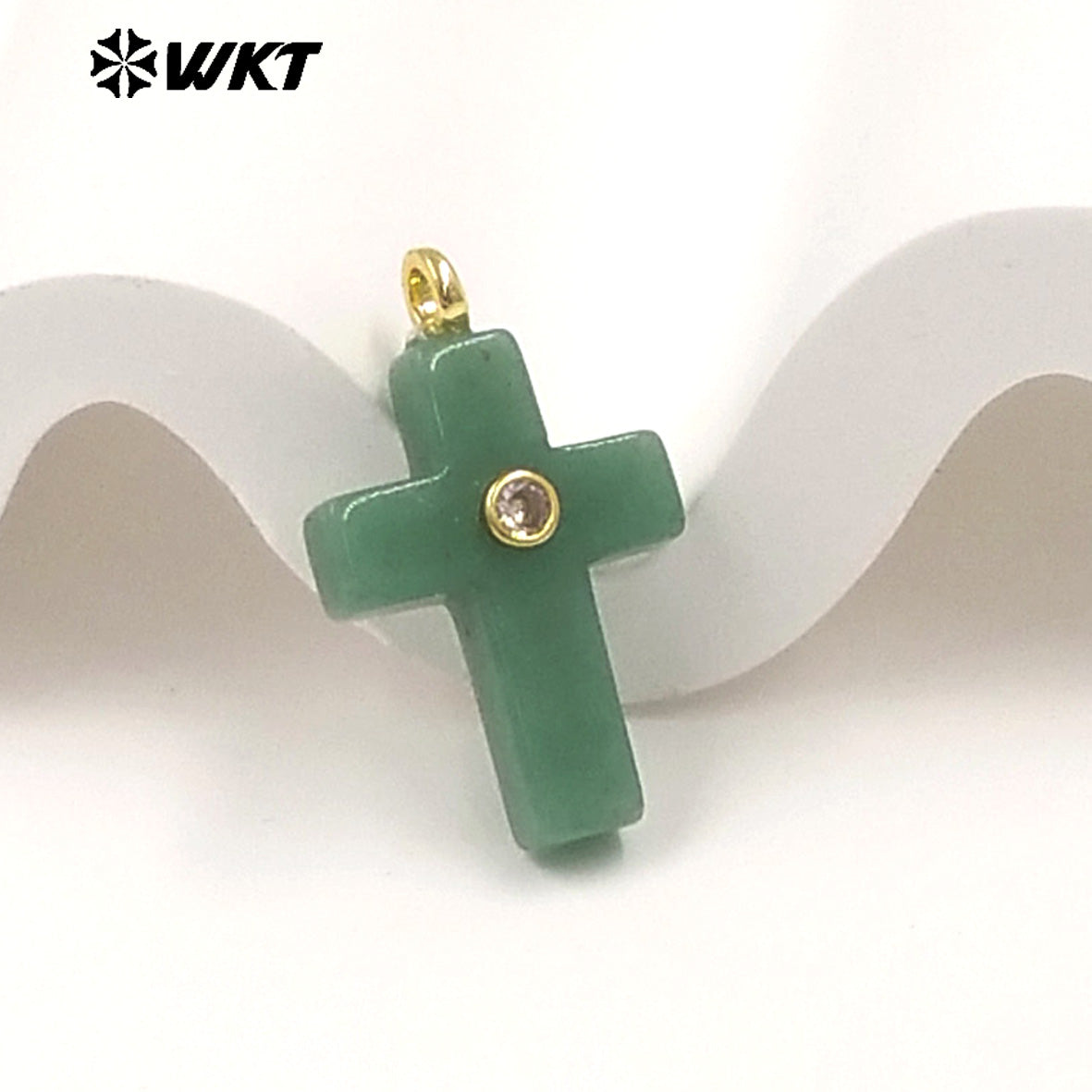 WT-P2110 High Quality Natural Gemstones Setting In Zircon Cross Shape Charms Pendants For Women Handmade Earrings Design