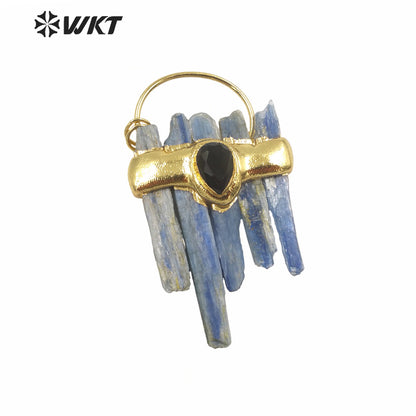 WT-P1939 Wholesale Hot Sale Fashion Design Natural Blue Kyanite High Quality for Necklace Round Shaped Pendant