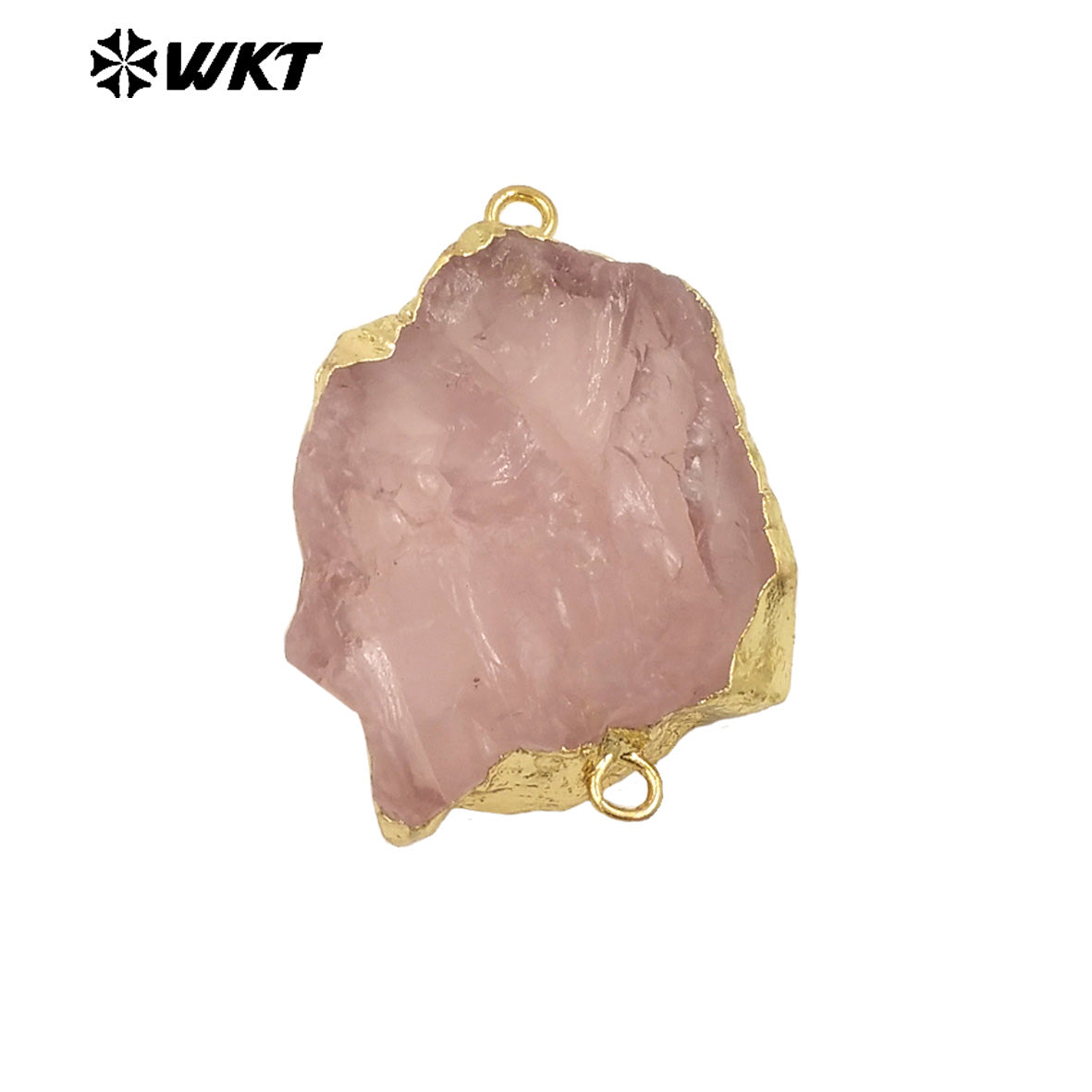 WT-C332 WKT New Arrival Natural Rose Quartz With Gold Plated Connector Pendant for Lady DIY Making Jeweley