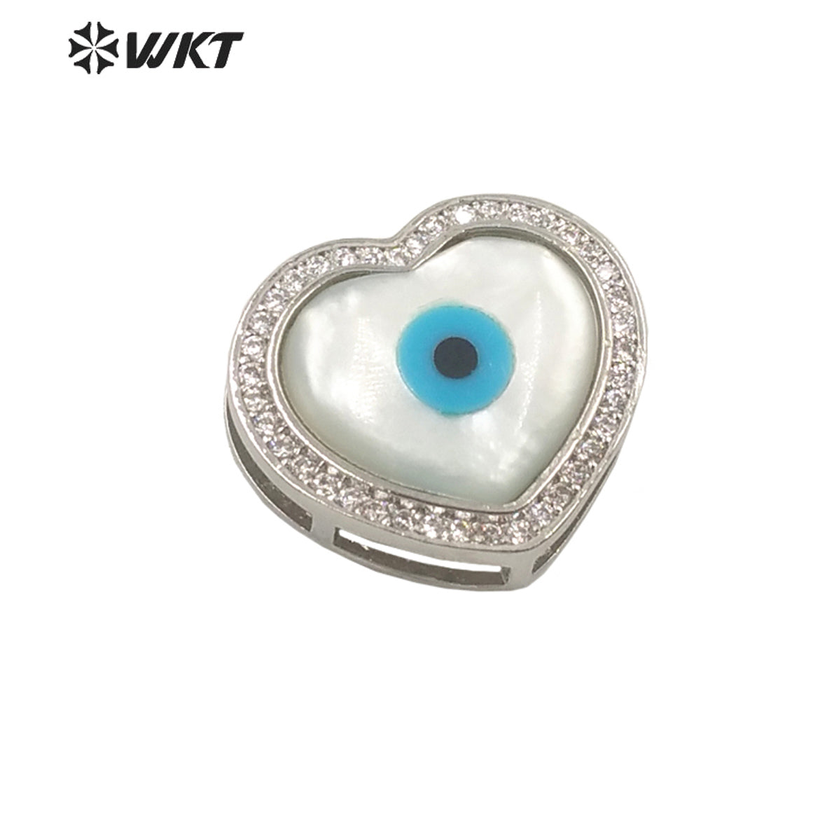 WT-MP202 Amazing Fashion 18k Real Gold Plated Micro Pave Shell Eye Pendant Lady Charming White Shell Cubic Zircon Heart Pendants