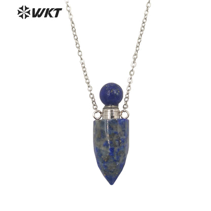 WT-N1370 Attractive Necklace Perfume Bottle Pendant Colorful Stone Pendant Necklace Women Jewelry Natural Stone Necklace