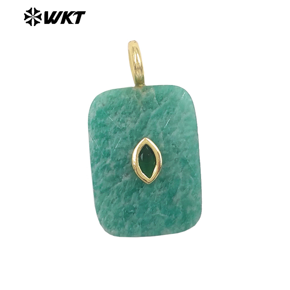 WT-P2139 Factory Wholesale Eye Shape Zircon And Natural Gemstones Square Faceted Pendants As Simple Style Jewelry Findings