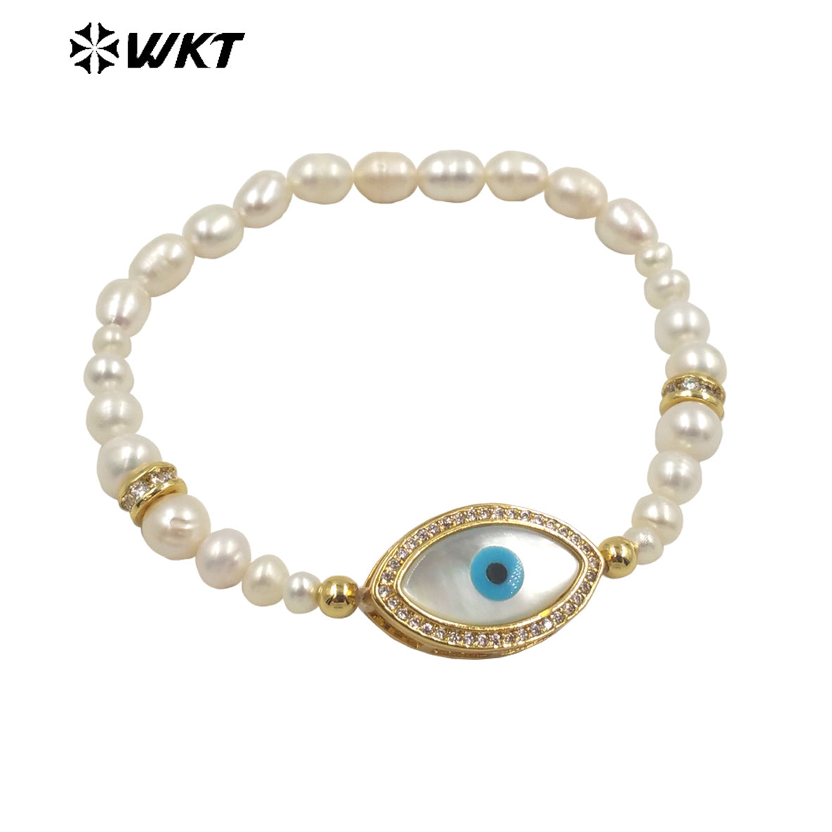 WT-MPB048 Delicate Pearl Bracelet Shell Diamond Eyes Decoration Various Shapes Pendants Bracelet