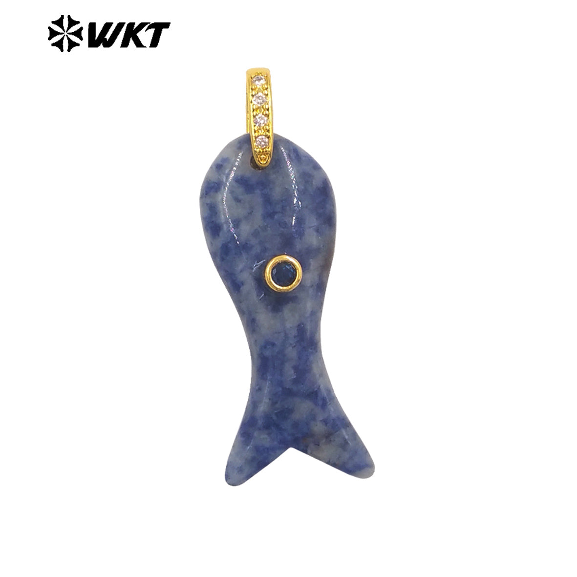 WT-P2138 New Design Zircon And Natural Gemstones Little Fish Charms Pendants For Lovely Style Jewelry Making Decoration