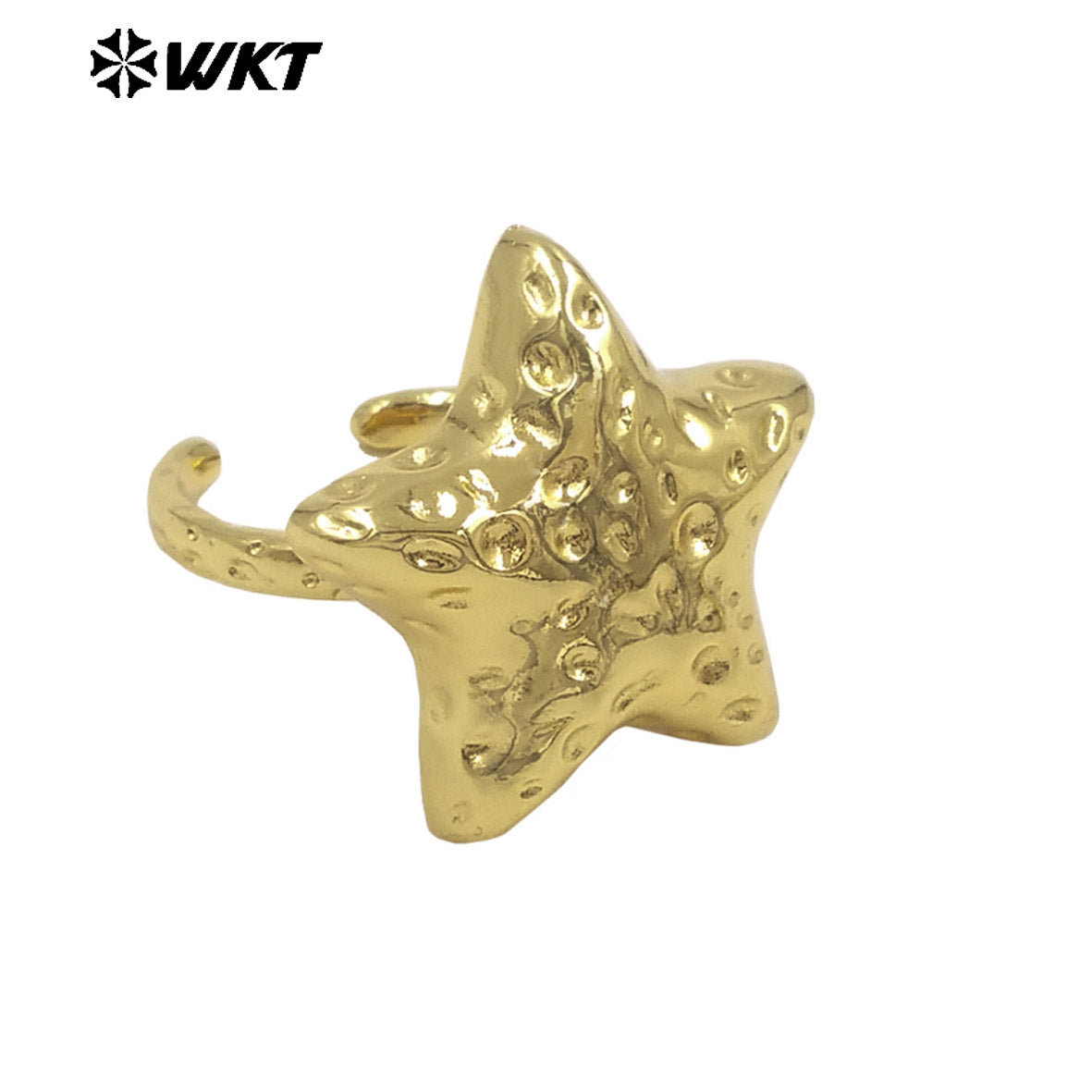 WT-R596 Exquisite Pretty Metal Gold Plated Yellow Brass Star Shape Adjustable Rings As Friends New Years Jewelry Gifts