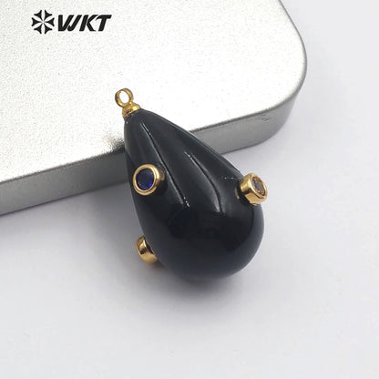 MP137 Wholesale Top Fashion Unique Design Droplet Shape Pendant Jewelry With CZ Micro Pave Lady Blue Red Black Pendant