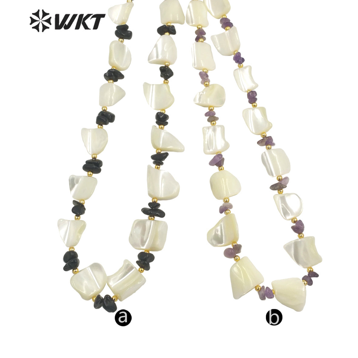 WT-JN225 Wholesale New Vintage Faceted Shell Hand Strand Long Necklace Women Purity Wedding Shell Necklace in 19 Inch