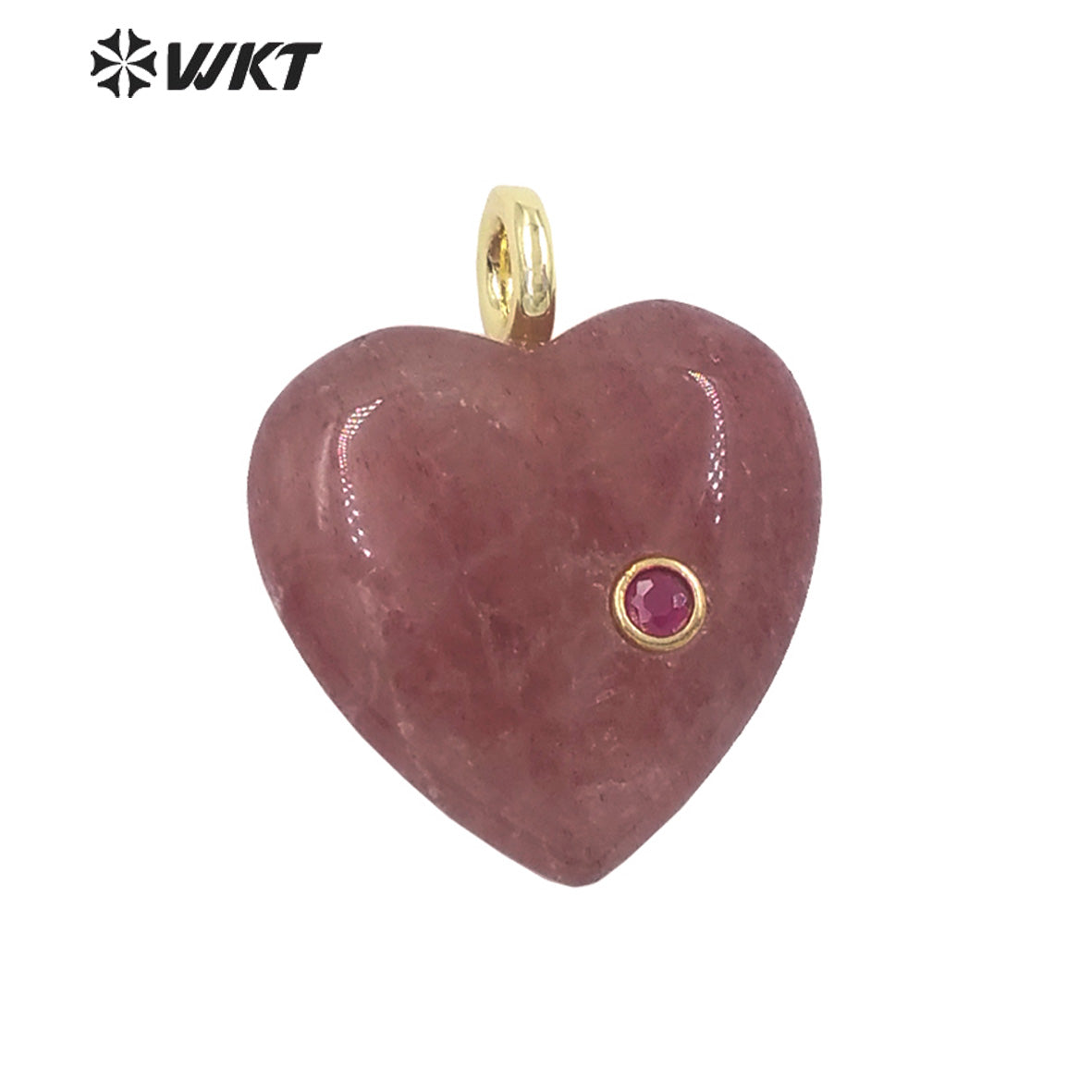WT-P2028 Factory Wholesale Romantic Style Natural Gemstones And Zircon Heart Shape Pendants For Earrings Design Charms