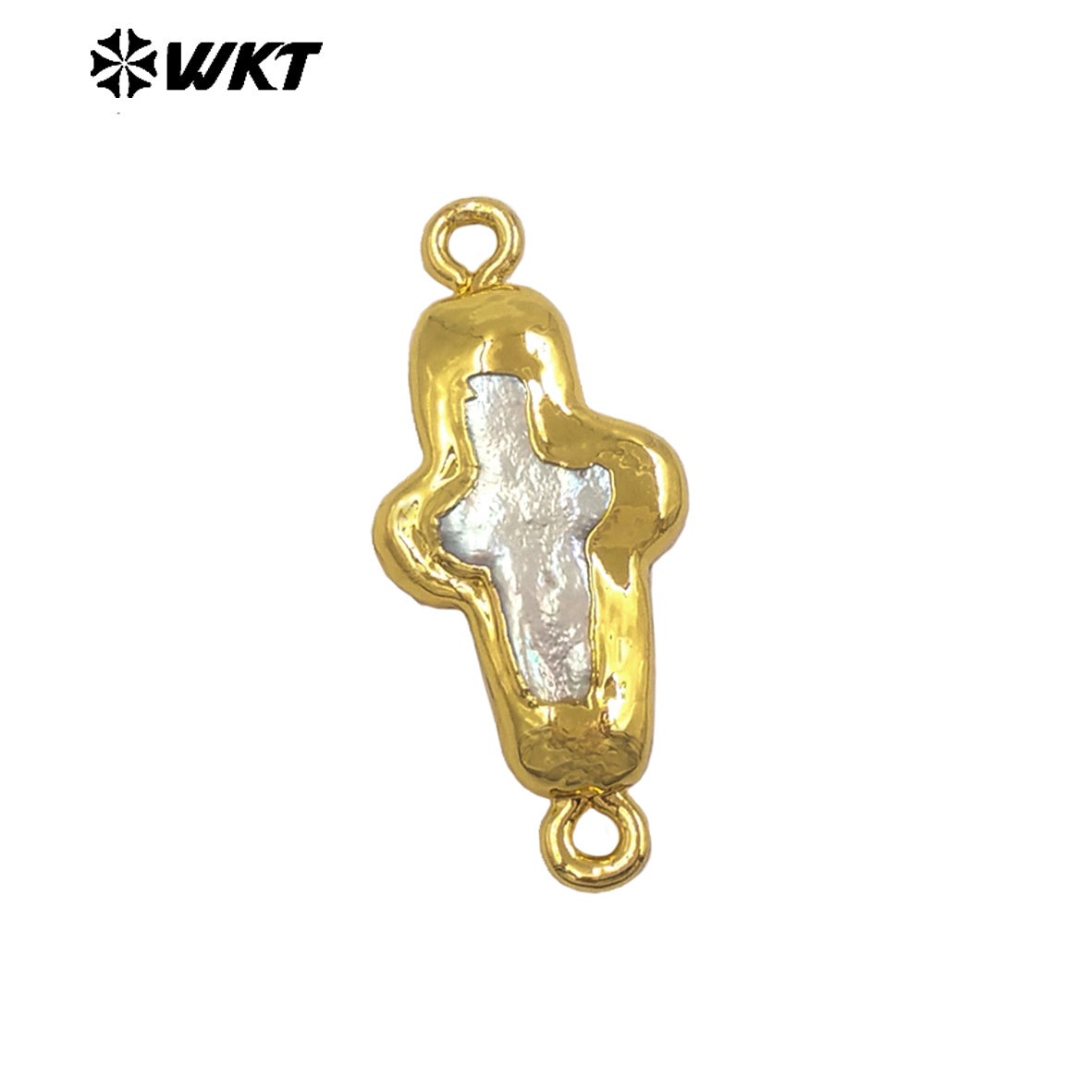 WT-PC018 Newest Exquisite Gold Electroplated Natural Freshwater Pearl Cross Little Connector As Friends DIY Gift Findings