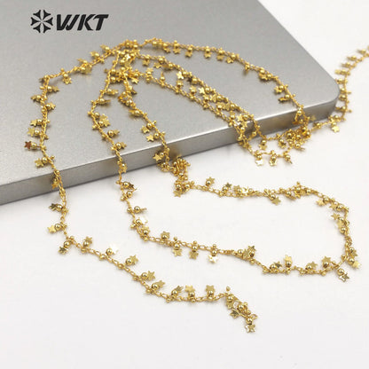 WT-BC160 Wholesale Fashion 18k Real Gold Plated Brass Star Chain Tiny Handmade Gold Jewelry Necklace Chain with Charms