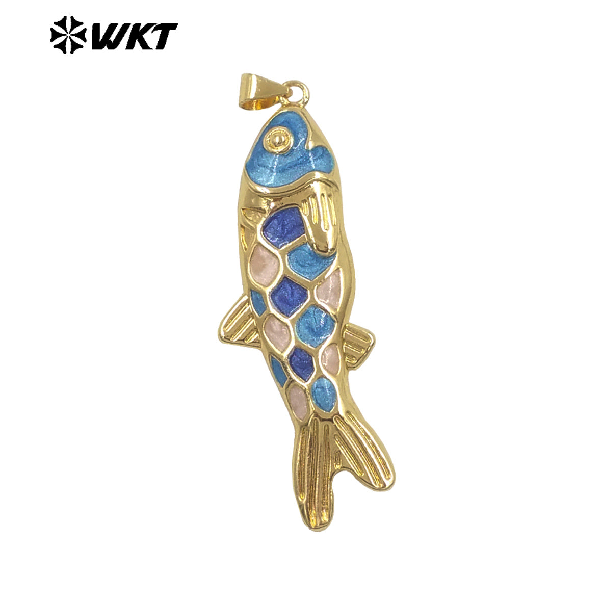 WT-MP330 Trendy Interesting Gold Plated Yellow Brass With Drop Oil Fish Shape Pendants For Women Necklace DIY Decoration