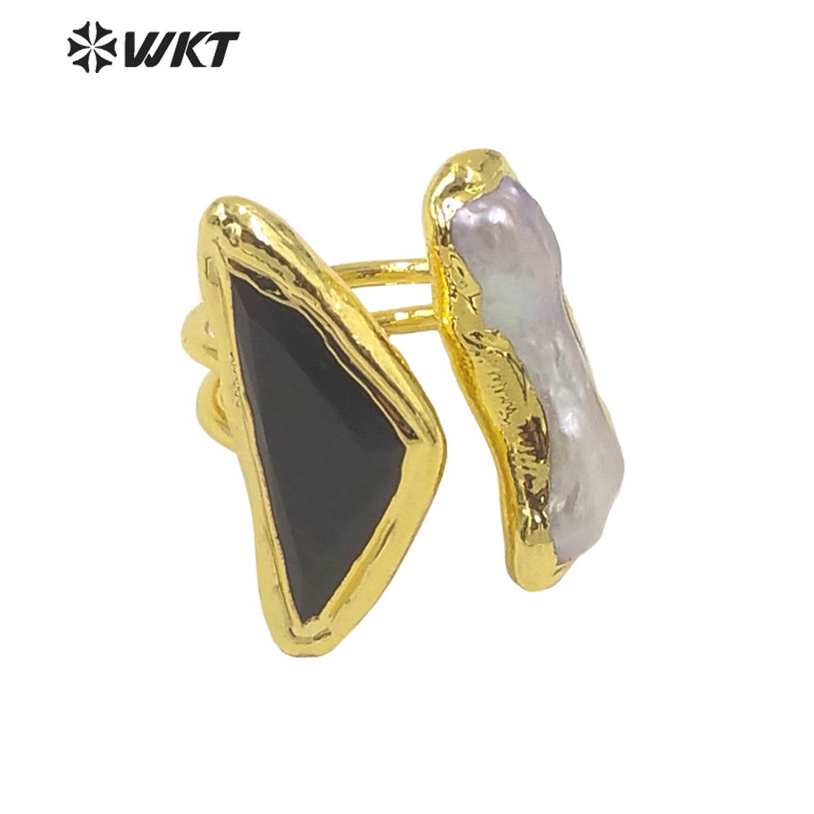 WT-MPR035 French Vintage Pearl Cat Eye Stone Rings Adjustable Size Women's Jewelry 18k Gold Plated Rings Natural Pearl Rings