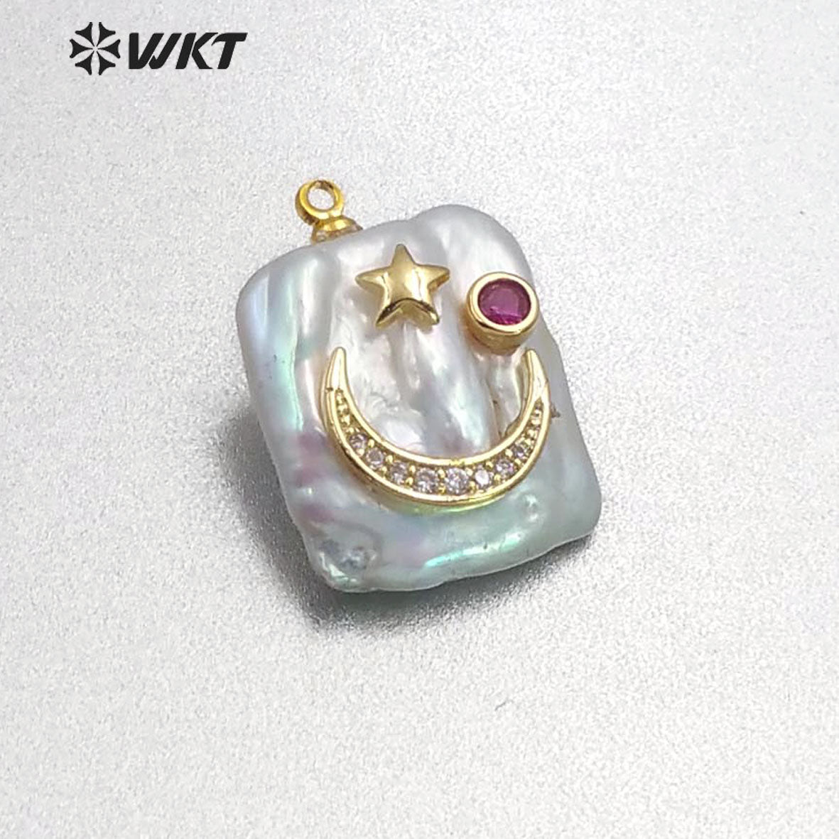 MP136 Natural Freshwater Pearl Pendant With Diversified Patterns Rectangular Pendant CZ Micro Pave Women Fashion Pearl Pendant