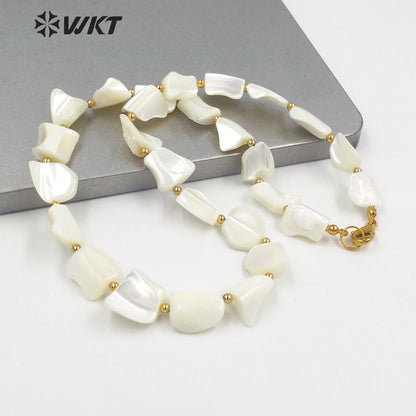 WT-JN224 Summer Design 2023 Newest White Shell Necklace Handmade Irregular Shell Beads Boho Necklace for Wedding