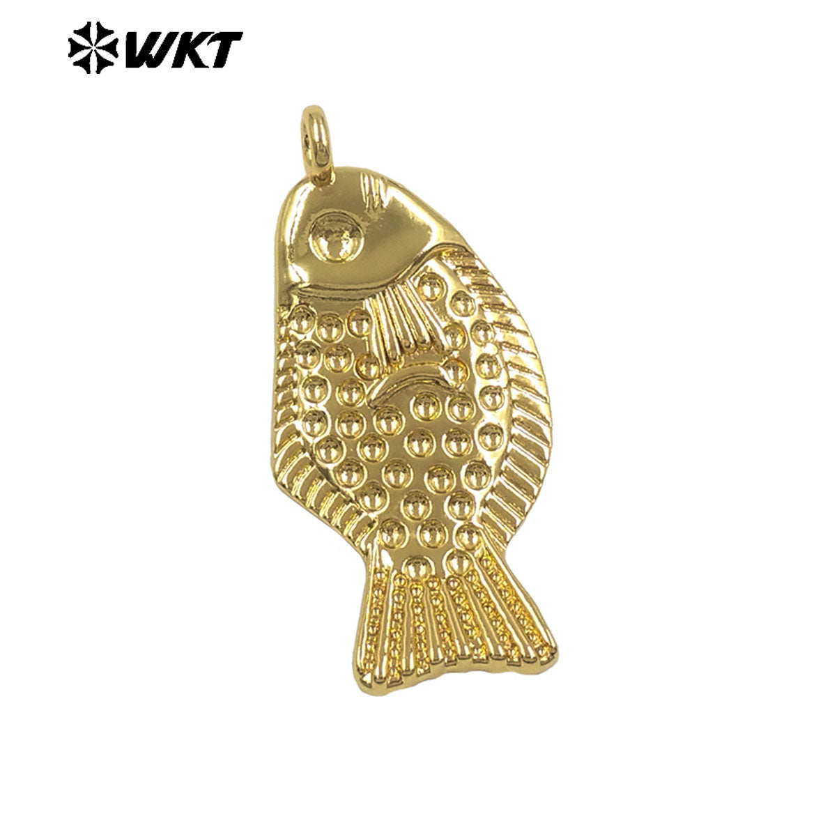 WT-P2115 High Quality 18K Gold Electroplated Yellow Brass Fish Metal Pendant For Handmade Necklace Decorative Findings