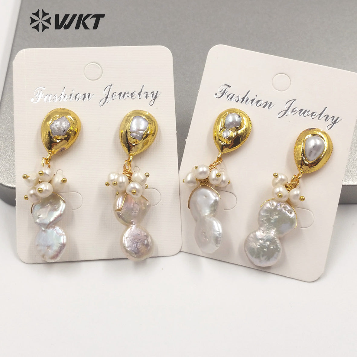 WT-MPE018 New Design Natural Freshwater Pearl Earring Real Gold Plated Elegant Jewelry Pearl Earring