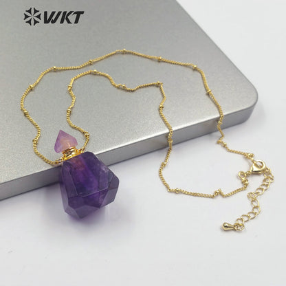 WT-N1173 Hot-sale Natural Stone Perfume Bottle Necklace Cherry Agate Necklace Women Stylish Amethyst Necklace Jewelry