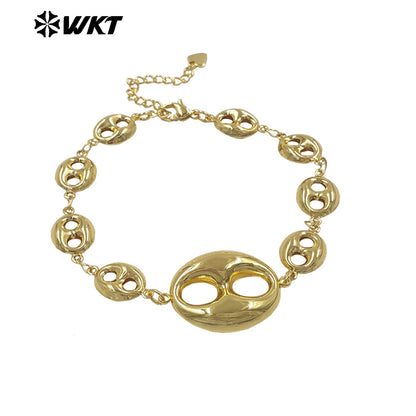 WT-JF379 Unique Multi Designs 18K Gold Plated Charms Splicing Chain Metal Bracelet For Women Fashionable Matching Accessory