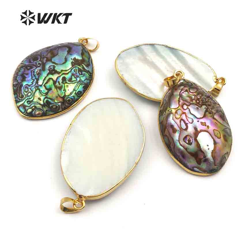 WT-JP076 New Arrival Custom Design with Round Pendant with Exclusive Random for Women Jewelry Natural Abalone Shell Pendant