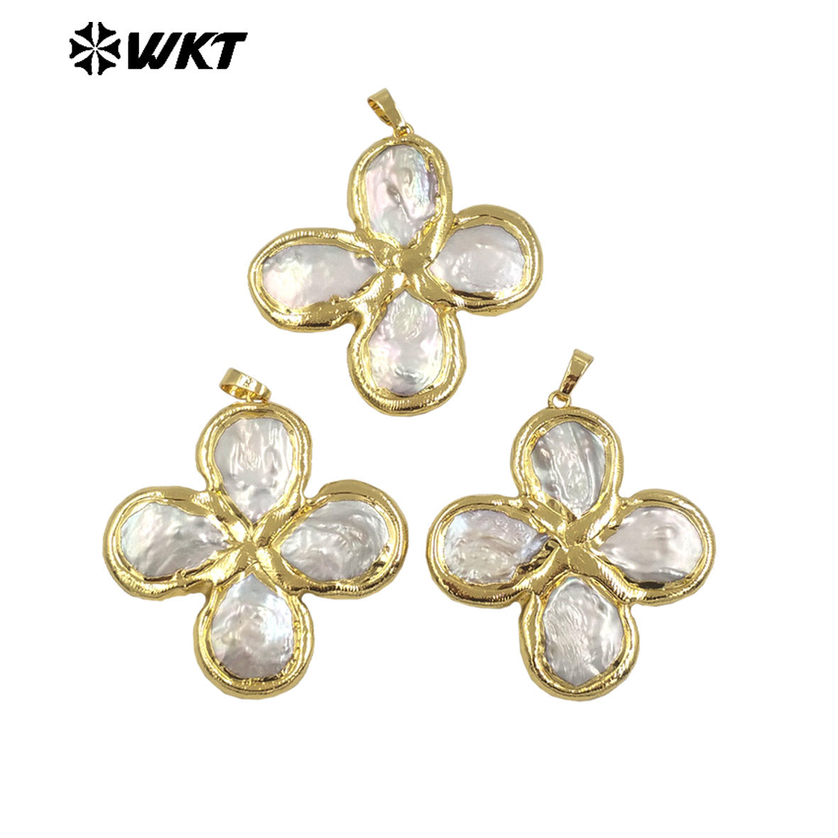 WT-JP383 High Quality Wholesale 18K Real Gold Plated Cross Shape Elegant Religious Pearl Pendant for Women As Special Gift