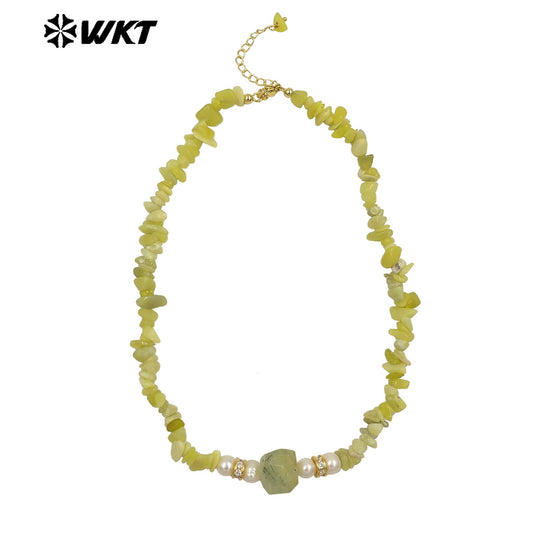WT-N1484 Beautiful Natural Colorful Gemstones Necklace With Tiny Stone and Pearl Little Zircon Gold Plated Special Ladies Gift