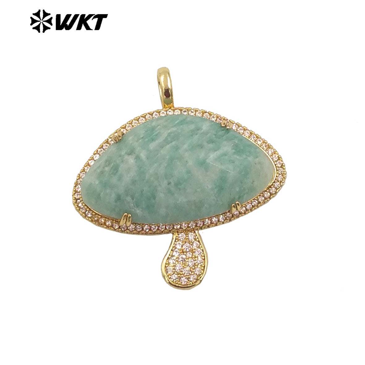 WT-MP297 Lovely 18K Real Gold Plated Natural Gemstone Setting America Popular Mushroom Jewelry Pendants Colors Available