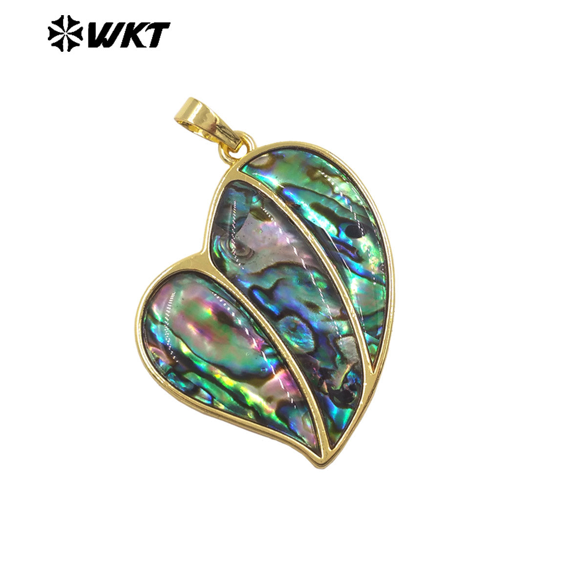 WT-JP515 Interesting Lovely Natural Abalone Shell Heart Shape Gold Charms Pendants For Women Earrings Jewelry Gift Design