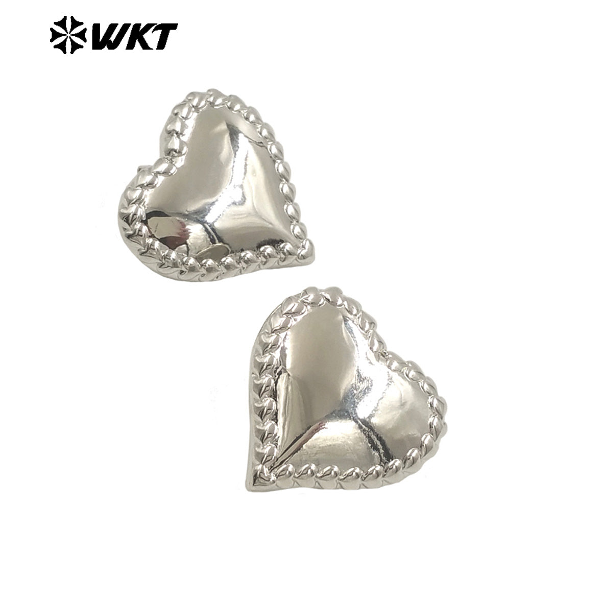 WT-E772 Unique Design 18K Gold Plated and Silver Full Heart Shaped Earrings for Women As Birthday and Valentine's Day Gifts