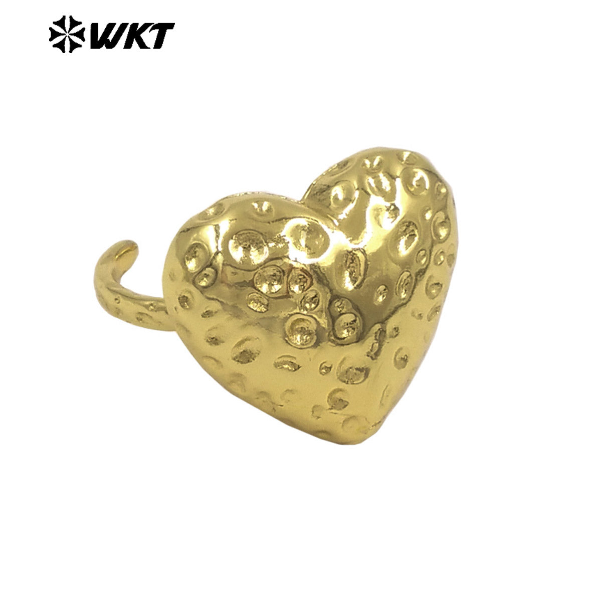 WT-R595 Delicate Lovely Style 18K Gold Electroplated Yellow Brass Metal Heart Shape Ring For Women Party Wearing Findings