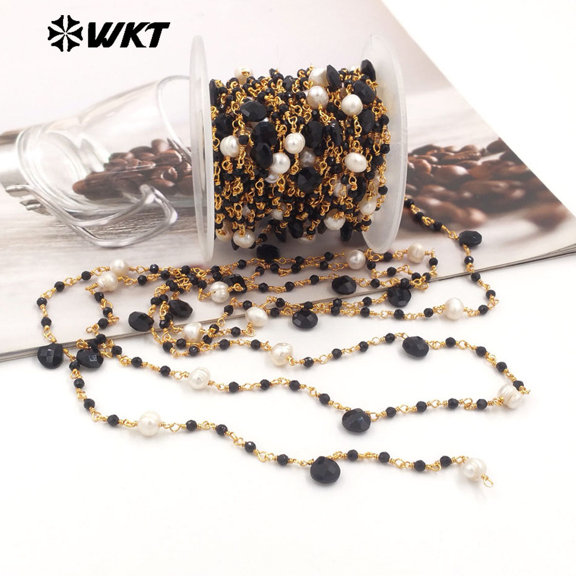 WT-RBC239 Wholesale New Handmade Wire Wrapped Natural Gemstone Beads DIY Jewelry Chain for Necklace Design