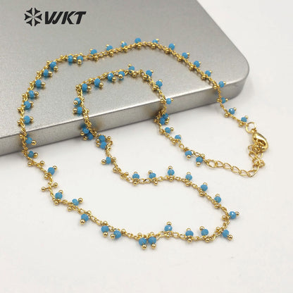 WT-N1202 Hot Sales Crystal Beads Chain Fashion Jewelry Rosary Beads Chain 3mm New Arrival Crystal Beads Necklace