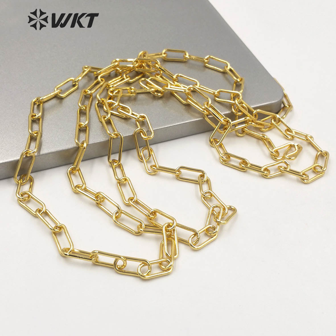 WT-BC149 WKT NEW Hot Sales Big Over Linked Chunky Chain Gold Electroplated Brass Chain for Women Necklace Popular Punk Chain