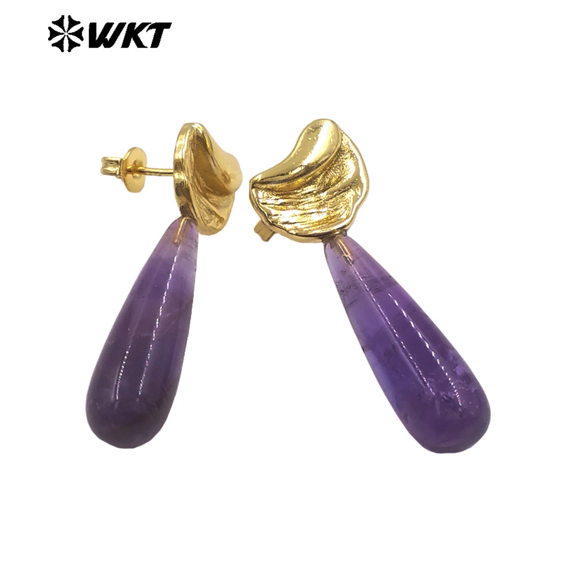 WT-E802 Delicate Design 18K Gold Plated Amazonite Natural Gemstones Waterdrop Shape Earrings As Lady Elegant Jewelry Gifts