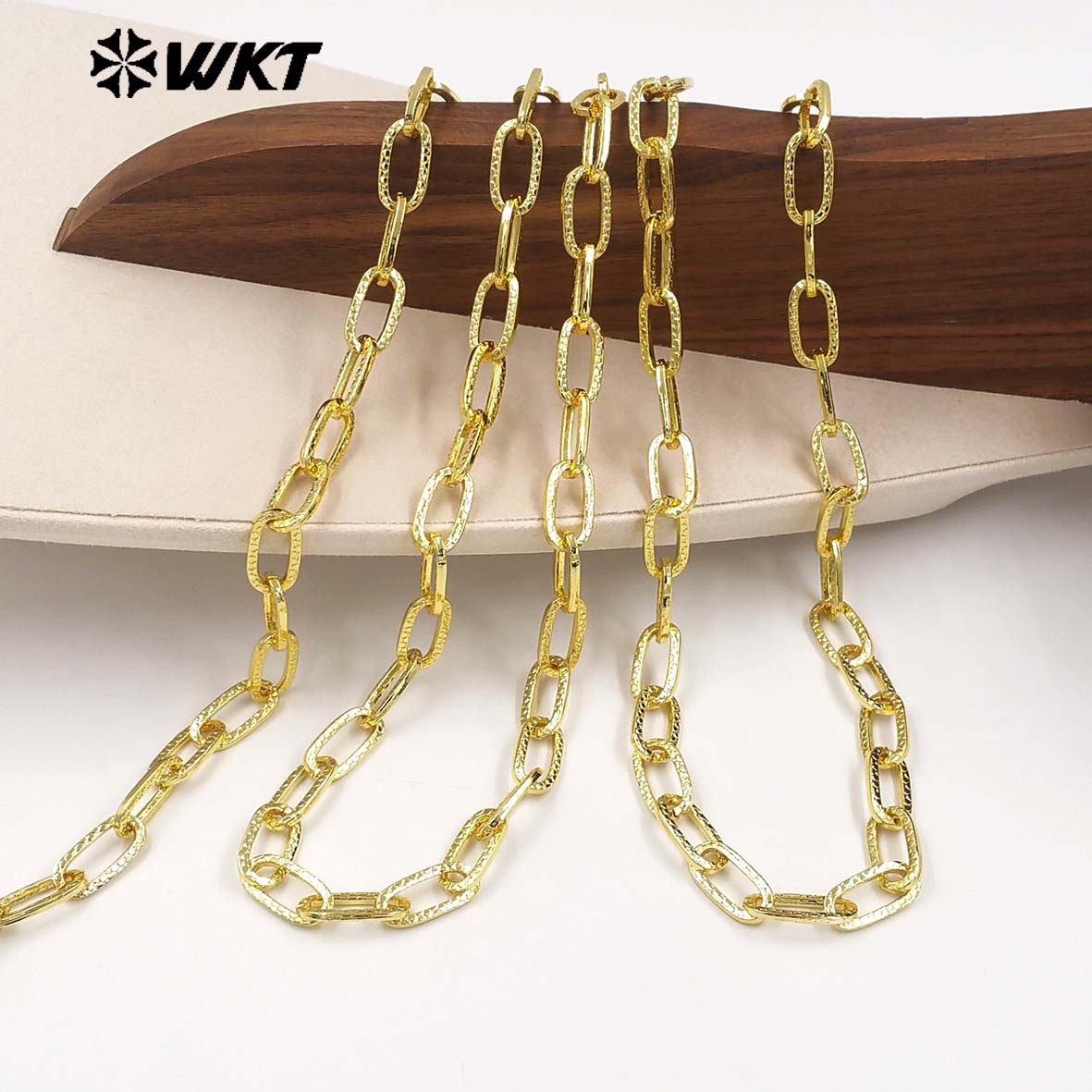 WT-BC273 Newest Design Yellow Brass Gold Electroplated Rectangle Carved Patterns Metal Thick Chains For Jewelry DIY Making