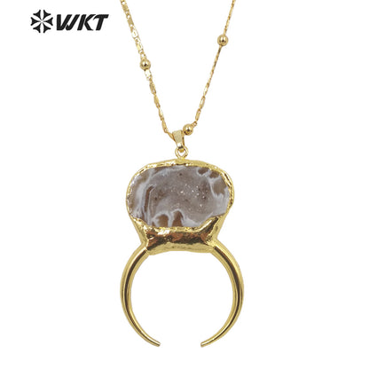 WT-N1322 Beautiful 2021 New Arrival Fashion Geode Agate Elegant and Fine Jewelry Necklace Suitable for Lady and for Party