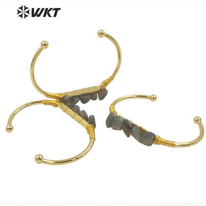 WT-B590 WKT 2022 Hot Style Natural Labradorite Bracelet Wound Adjustable Best Nugget Stone Bracelet 2022 Trend Jewelry