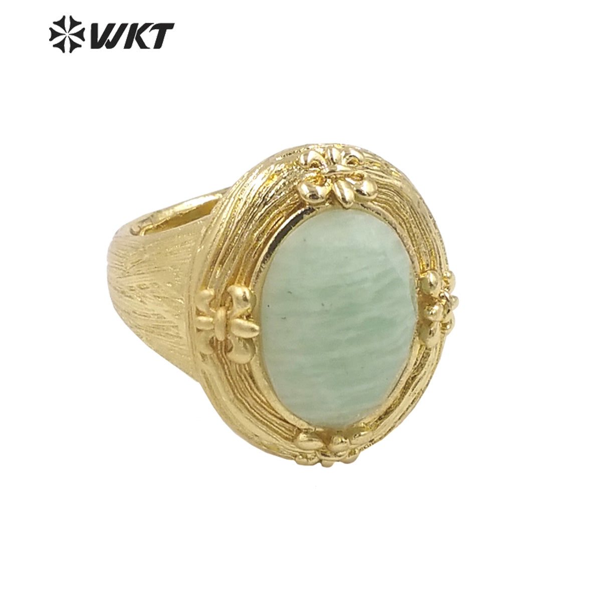 WT-R486 WKT Fashion Design Trendy Gift for Women Round Shaped Colorful High Quality Gorgeous Natural Gemstone Ring